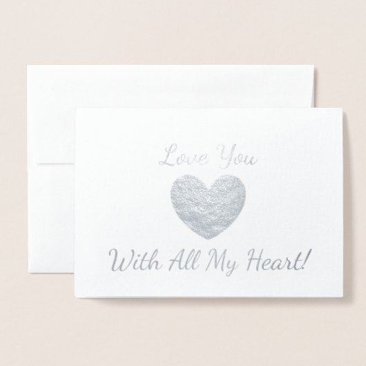 HAMbWG - Silver Foil Kaart - Gold Heart (Voorkant met envelop)