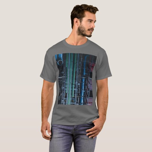 HAMbWG - T-Shirt - Architectuur gekleurde buizen L (Voorkant volledig)
