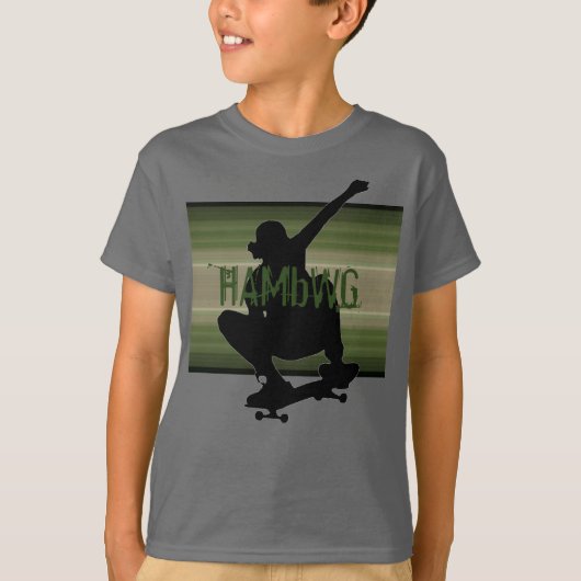 HAMbWG - T Shirt - Olive SkateBoarder (Voorkant)