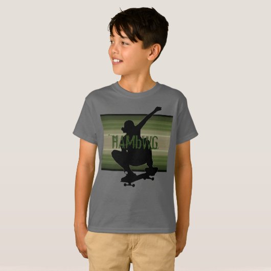 HAMbWG - T Shirt - Olive SkateBoarder (Voorkant volledig)