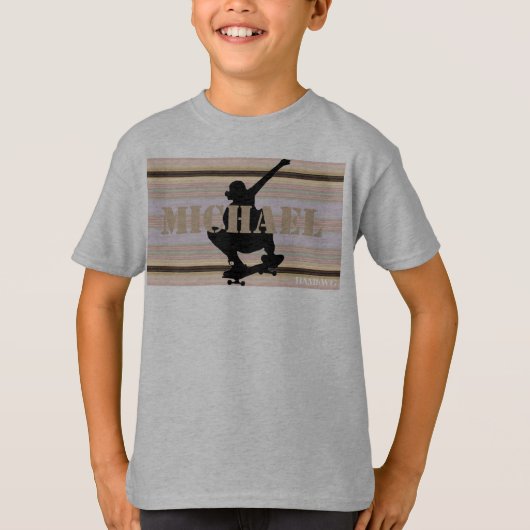 HAMbWG - T Shirt - Pear Stripe met een Skateboarde (Voorkant)