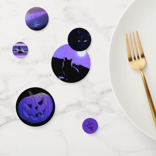 HAMbWG - Tafelconfetti - Paarse Halloweenkat Confetti (Groep)