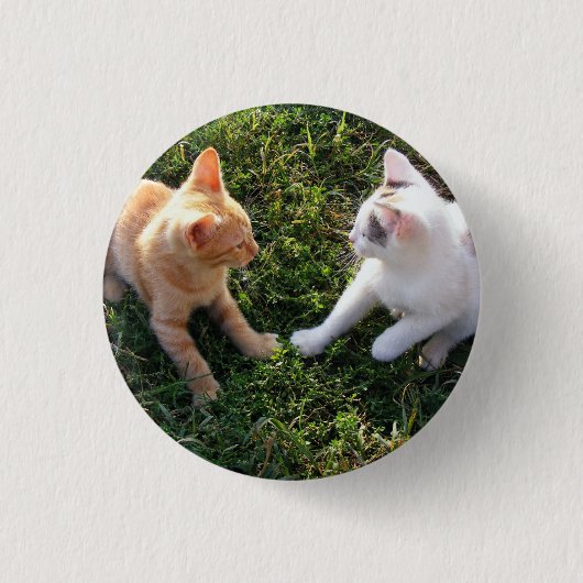 HAMbWG - Vierkante knop - 2 katten Ronde Button 3,2 Cm (Voorkant)