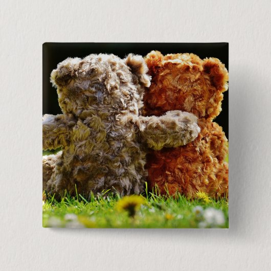 HAMbWG - Vierkante knop - Teddybeer vrienden Button 5,1 Cm (Voorkant)