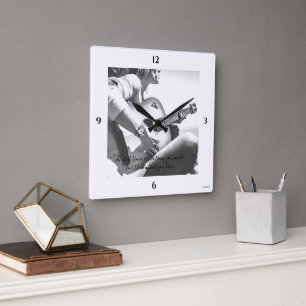 HAMbWG Vrouw Guitarist Theme Wall Clock Vierkante Klok