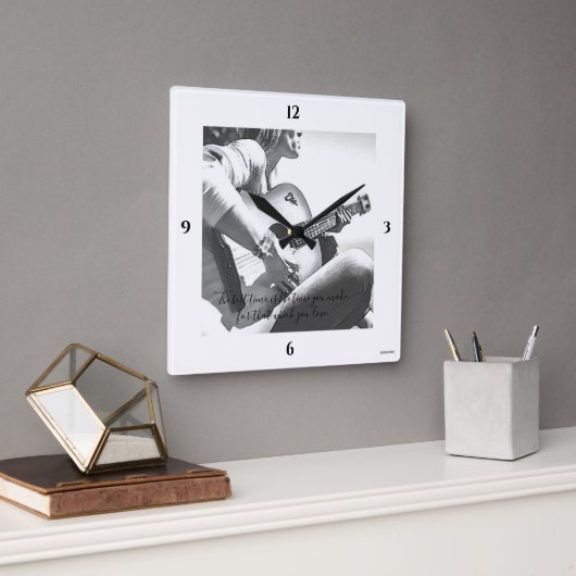 HAMbWG Vrouw Guitarist Theme Wall Clock Vierkante Klok (Kantoor)