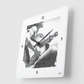 HAMbWG Vrouw Guitarist Theme Wall Clock Vierkante Klok (Hoek)