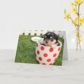 HAMbWG - Wenskaart - TeaCup Puppy Kaart (Gele Bloem)