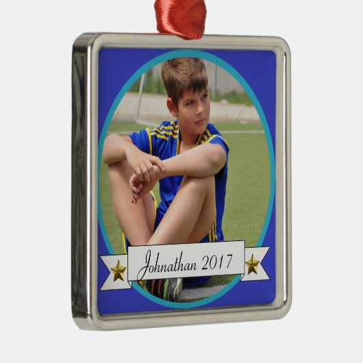 HAMbyWG - Blue on Blue border Photo Ornament (Rechts)