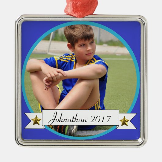 HAMbyWG - Blue on Blue border Photo Ornament (Voorkant)