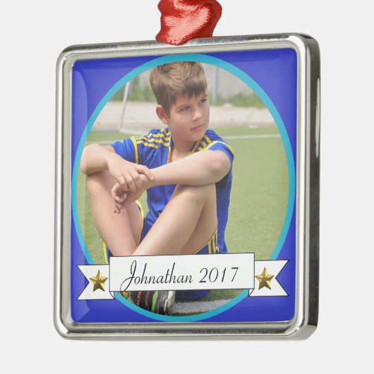 HAMbyWG - Blue on Blue border Photo Ornament (Links)