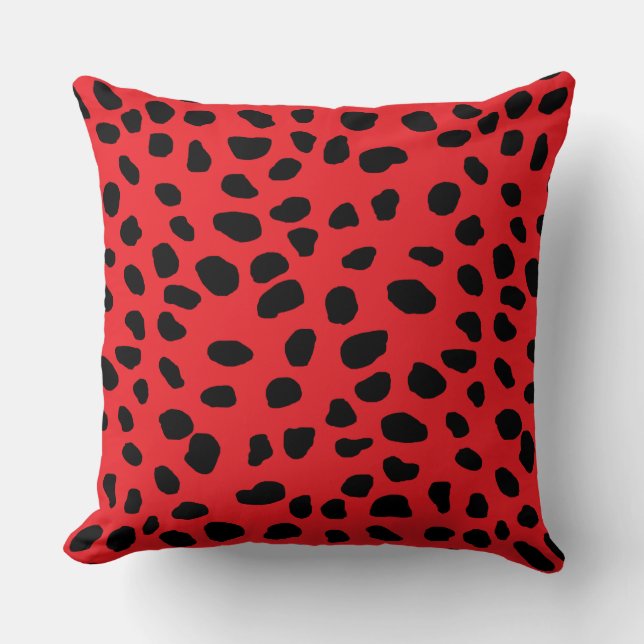 HAMbyWG Bright Red & Black Leopard Print Kussen (Voorkant)