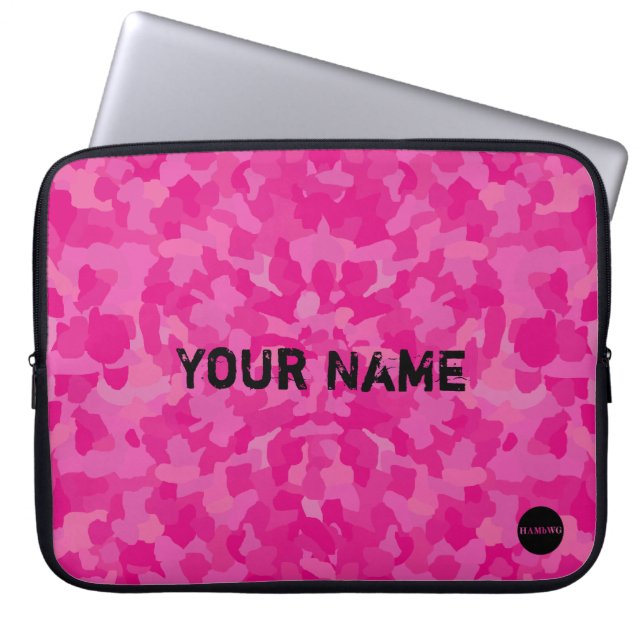 HAMbyWG - Camouflage in Roze Sherbert Laptop Sleeve (Voorkant)