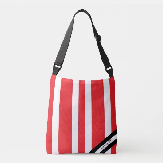 HAMbyWG - Canvas schoudertas - Rood & wit Crossbody Tas (Voorkant)