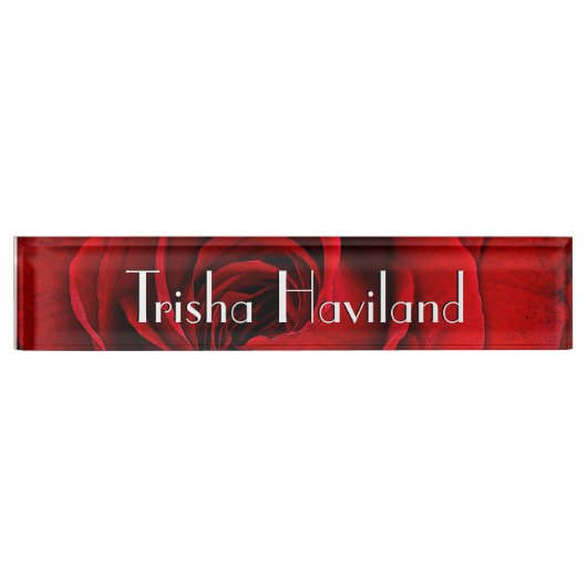 HAMbyWG Desk Name Bord - Classic Red Rose Naambordje (Voorkant)