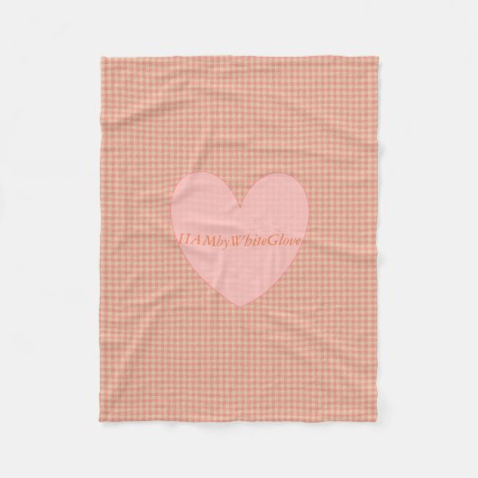 HAMbyWG - Fleece Blanket - Peach Gingham w hart Deken (Voorkant)