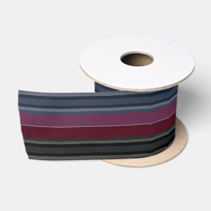 HAMbyWG - Gift Ribbon - Maroon w Grays, Blues, Blk Satijnen Lint