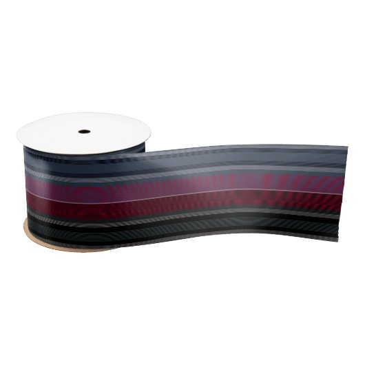 HAMbyWG - Gift Ribbon - Maroon w Grays, Blues, Blk Satijnen Lint (Spoel)