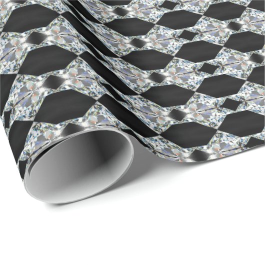 HAMbyWG - Gift Wrap - diamanten tegen Zwart Cadeaupapier (Rol Hoek)