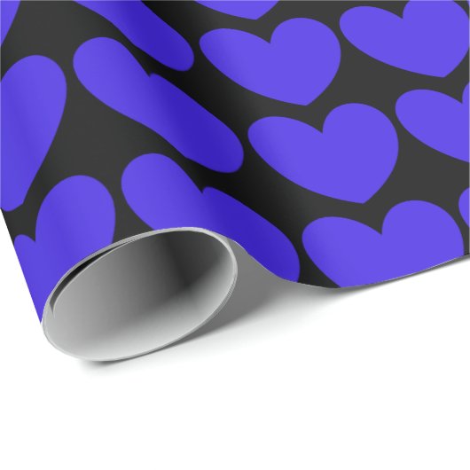 HAMbyWG - Gift Wrap - Elektrisch blauw hart op zwa Cadeaupapier (Rol Hoek)