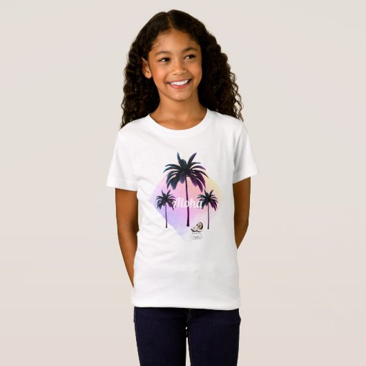 HAMbyWG Girl's Hawaiin Theme Palm Trees T-shirt (Voorkant volledig)