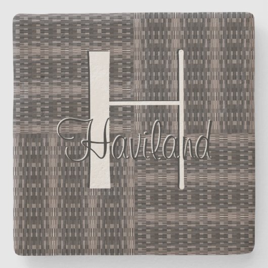 HAMbyWG Grey Woven Design - Monogram Stenen Onderzetter (Voorkant)
