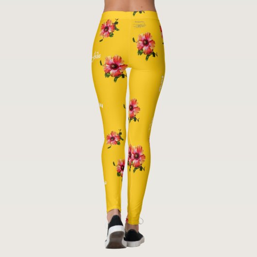HAMbyWG Hawaiin Thema met Hibiscus Flower Leggings (Achterkant)