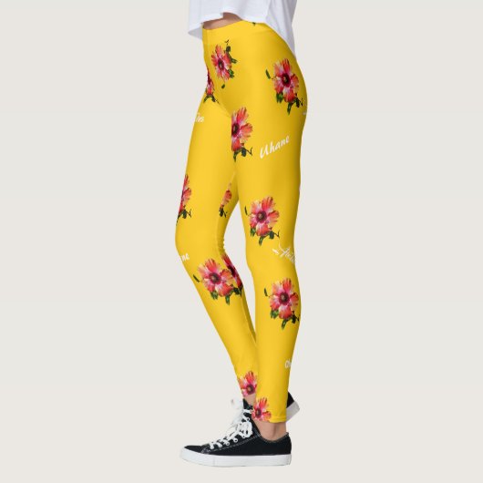 HAMbyWG Hawaiin Thema met Hibiscus Flower Leggings (Links)