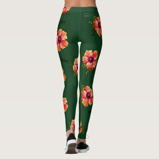 HAMbyWG Hawaiin Thema met Hibiscus Flower Leggings (Achterkant)