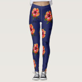 HAMbyWG Hawaiin Thema met Hibiscus Flower Leggings (Voorkant)