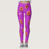 HAMbyWG Hawaiin Thema met Hibiscus Flower Leggings (Voorkant)