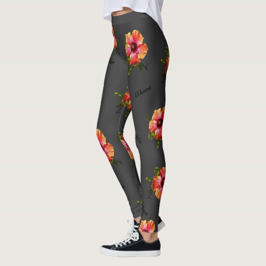 HAMbyWG Hawaiin Thema met Hibiscus Flower Leggings (Links)