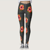 HAMbyWG Hawaiin Thema met Hibiscus Flower Leggings (Voorkant)