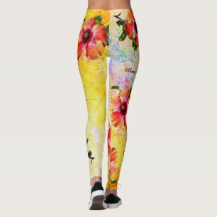 HAMbyWG Hawaiin Thema met Hibiscus Leggings