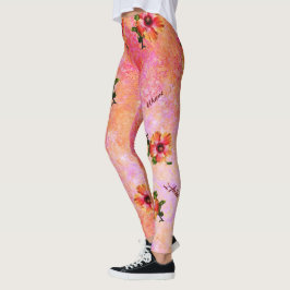 HAMbyWG Hawaiin Thema met Hibiscus Leggings