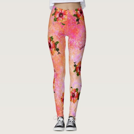 HAMbyWG Hawaiin Thema met Hibiscus Leggings (Voorkant)