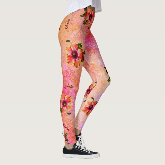 HAMbyWG Hawaiin Thema met Hibiscus Leggings (Rechts)
