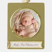 HAMbyWG - kerstversiering - met uw afbeelding Verguld Banner Ornament (Voorkant)