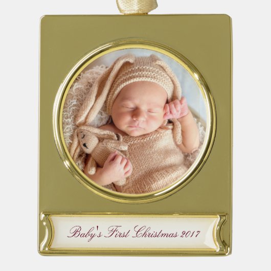 HAMbyWG - kerstversiering - met uw afbeelding Verguld Banner Ornament (Voorkant)