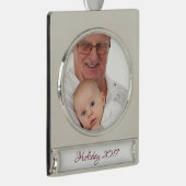HAMbyWG - kerstversiering - met uw afbeelding Verzilverd Banner Ornament (Rechts)