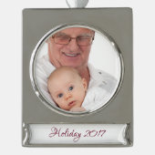 HAMbyWG - kerstversiering - met uw afbeelding Verzilverd Banner Ornament (Voorkant)