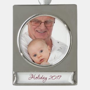 HAMbyWG - kerstversiering - met uw afbeelding Verzilverd Banner Ornament