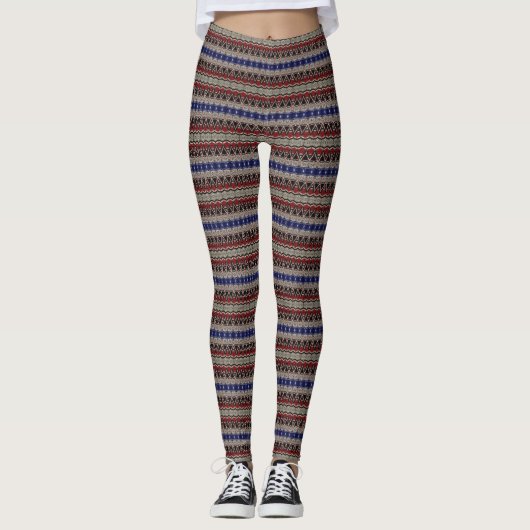 HAMbyWG - Leggings - Hipster Red Blue Tan (Voorkant)