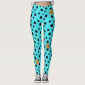 HAMbyWG - Leggings - Turqoise w Polka Dots on Roze (Voorkant)