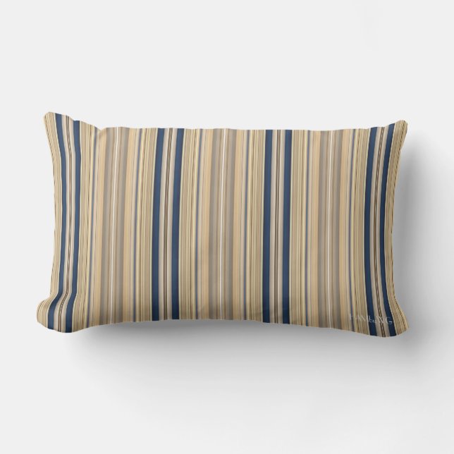 HAMbyWG - Lumbar Pillow - Gold Sapphire Stripes Buitenkussen (Voorkant)
