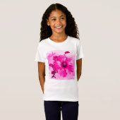 HAMbyWG - Meisjes heldere roze Hawaiin Hibiscus T-shirt (Voorkant volledig)