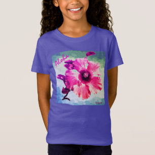 HAMbyWG - Meisjes Paarse Hawaiin Hibiscus T-shirt