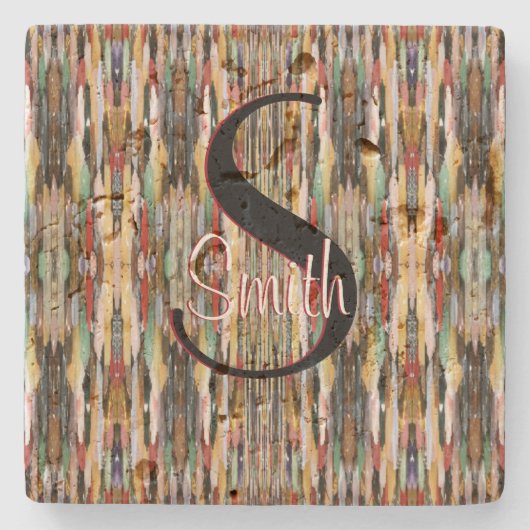 HAMbyWG Multi Kleur Ontwerp Monogram Stenen Onderzetter (Voorkant)