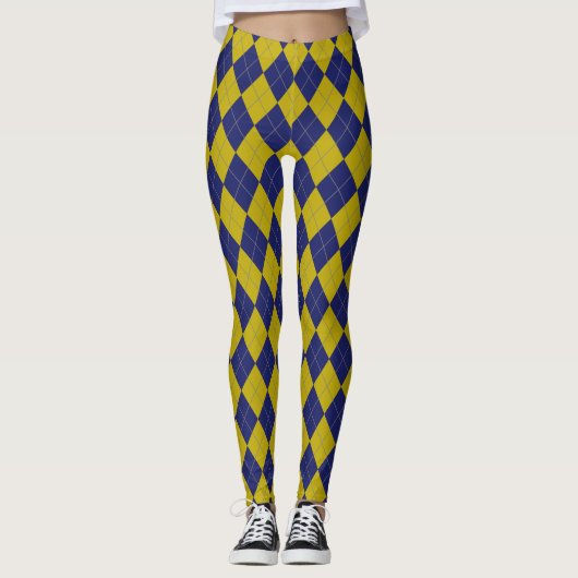 HAMbyWG Navy Blue Argyle met elke andere kleur Leggings (Voorkant)