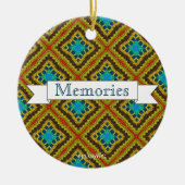 HAMbyWG - Olijf, roest en blauw Macrame Keramisch Ornament (Voorkant)